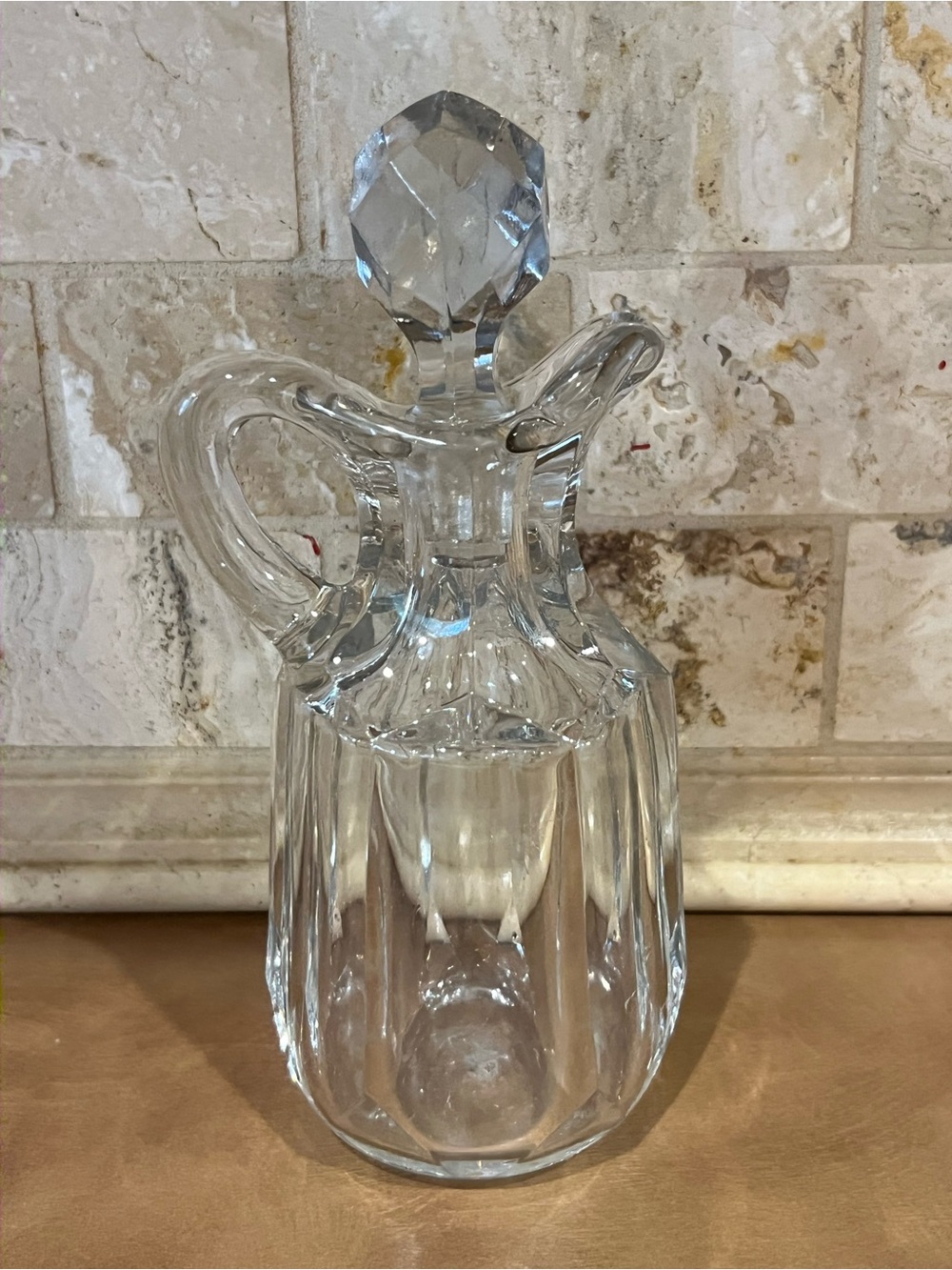 Vintage Crystal Glass Cruet with Stopper - Good Condition